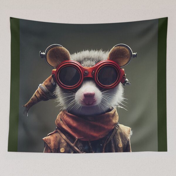 Item preview, The Cyberpunk Pirate Opossum: An Anthropomorphic, Tiny, and Cute Cybernetic Scallywag" designed and sold by MimozaStudio.
