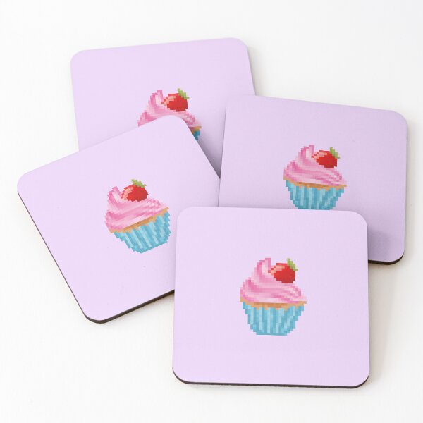 Item preview, Retro Pixel Strawberry Frosted Cupcakes designed and sold by 8BitTrip.