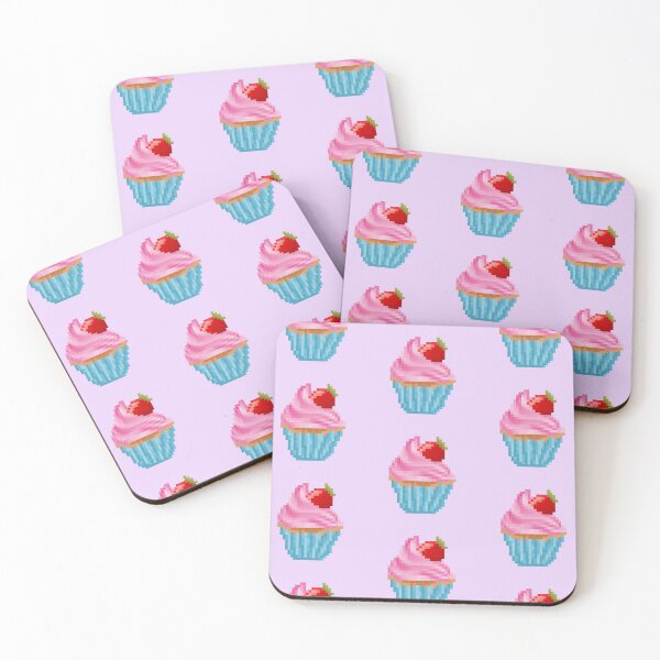 Item preview, Retro Pixel Strawberry Frosted Cupcakes designed and sold by 8BitTrip.