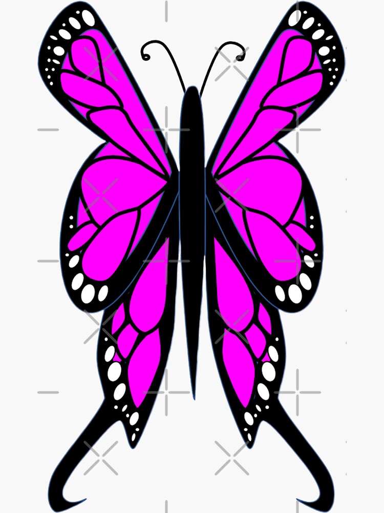 Pink Butterfly Art Sticker For Sale By Callig22 Redbubble