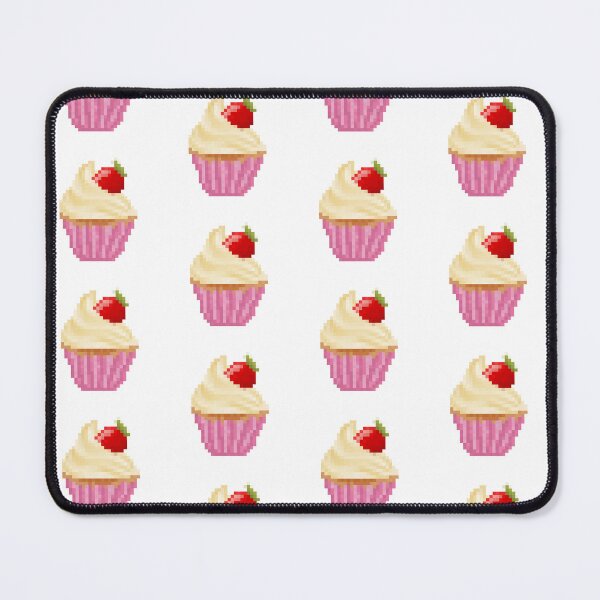 Aperçu de l'œuvre Cupcakes givrés aux fraises et à la vanille pixel rétro créée et vendue par 8BitTrip.