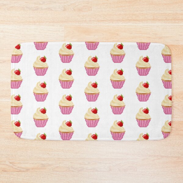 Item preview, Retro Pixel Vanilla Strawberry Frosted Cupcakes designed and sold by 8BitTrip.