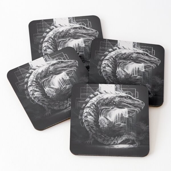 Item preview, Monochrome Vintage Epic Fantasy Basilisk Digital Concept Art  designed and sold by Jozzabazza.