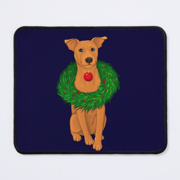 Item preview, Cute brown staffy dog with a Christmas wreath designed and sold by ILLUSTRATED TAILS.