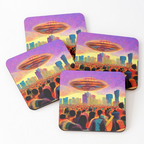 Item preview, Alien Invasion UFO Psychedelic Otherworldly Extraterrestrial People Colorful Flying Disc designed and sold by Weirdarto.