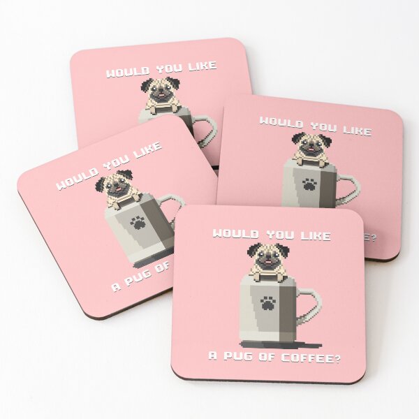 Item preview, Would You Like a Pug of Coffee? (Light Pink) designed and sold by PixelByFatbeard.