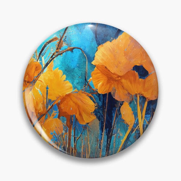 Artikelvorschau, Wunderschönes Feld mit gelben und orangefarbenen Mohnblumen vor blauem Himmel entworfen und verkauft von madtoyman.