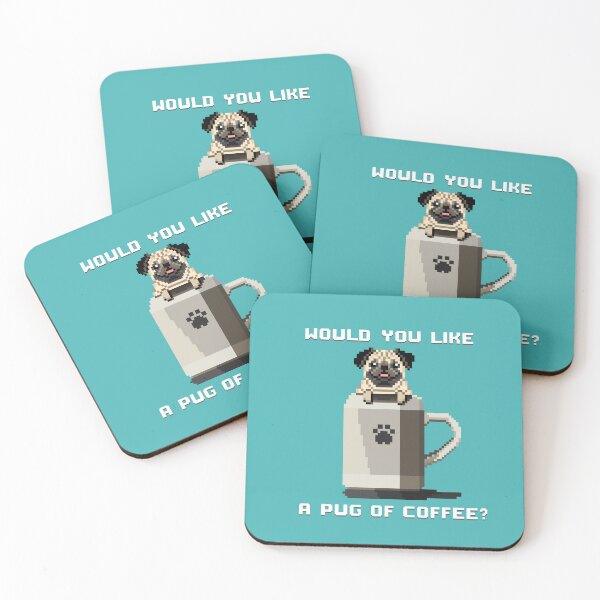 Artikelvorschau, Would You Like a Pug of Coffee? (Turquoise) entworfen und verkauft von PixelByFatbeard.