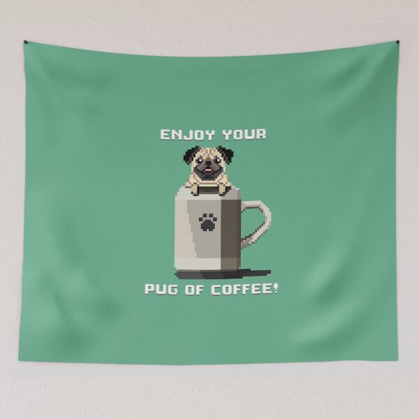Aperçu de l'œuvre Enjoy Your Pug of Coffee! (Keppel) créée et vendue par PixelByFatbeard.