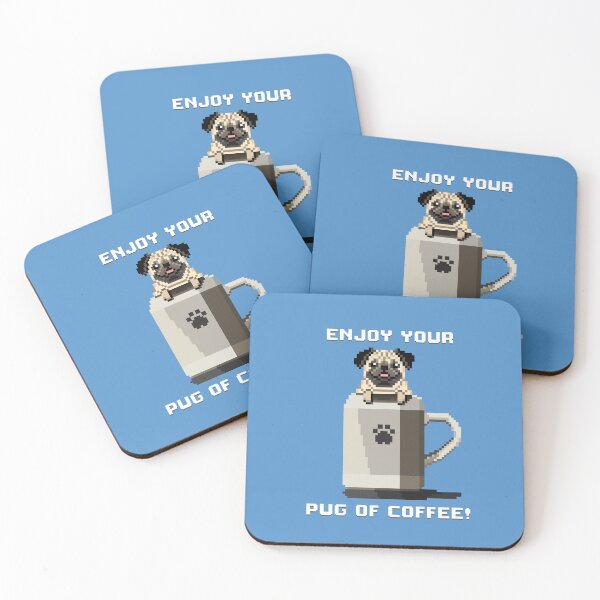 Aperçu de l'œuvre Enjoy Your Pug of Coffee! (Picton Blue) créée et vendue par PixelByFatbeard.