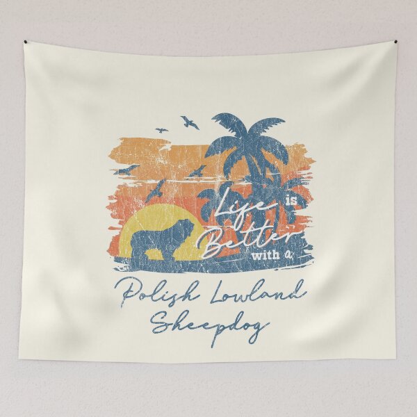 Item preview, Life is Better With Polish Lowland Sheepdog Beach Sunset Retro Vintage designed and sold by rafaeltto.