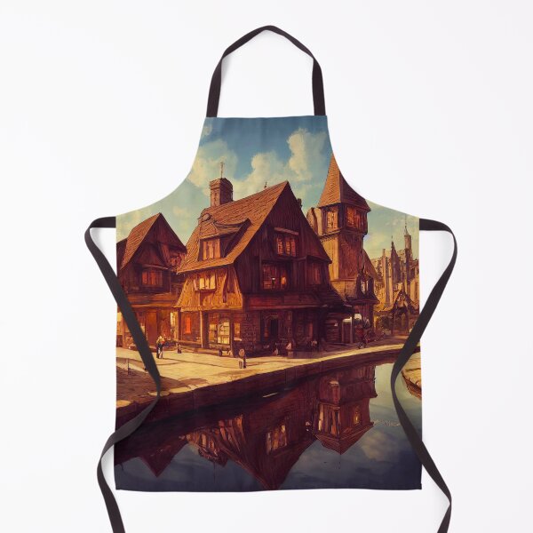 Item preview, Dickensian Style Fantasy Village and River Art designed and sold by madtoyman.