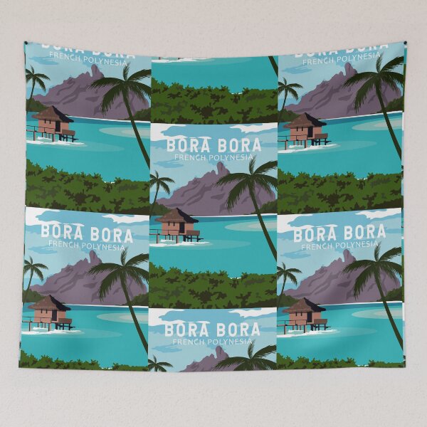 Item preview, Bora Bora French Polynesia Travel Vintage Art designed and sold by KrisSidDesigns.