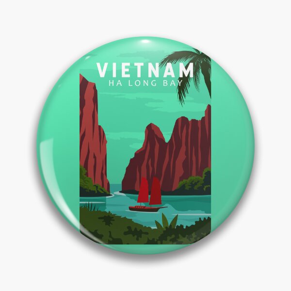 Item preview, Ha Long Bay Vietnam Travel Vintage Art designed and sold by KrisSidDesigns.