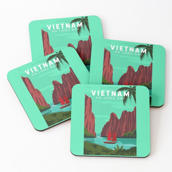Item preview, Ha Long Bay Vietnam Travel Vintage Art designed and sold by KrisSidDesigns.