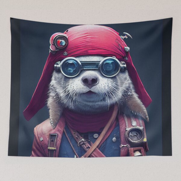 Item preview, The Cyberpunk Pirate Otter: An Anthropomorphic, Tiny, and Cute Cybernetic Swashbuckle designed and sold by MimozaStudio.