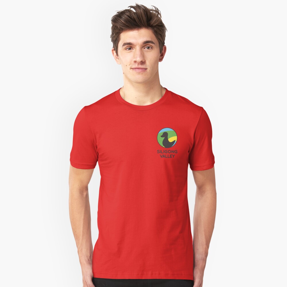 Siligong Valley logo w/text black Slim Fit T-Shirt