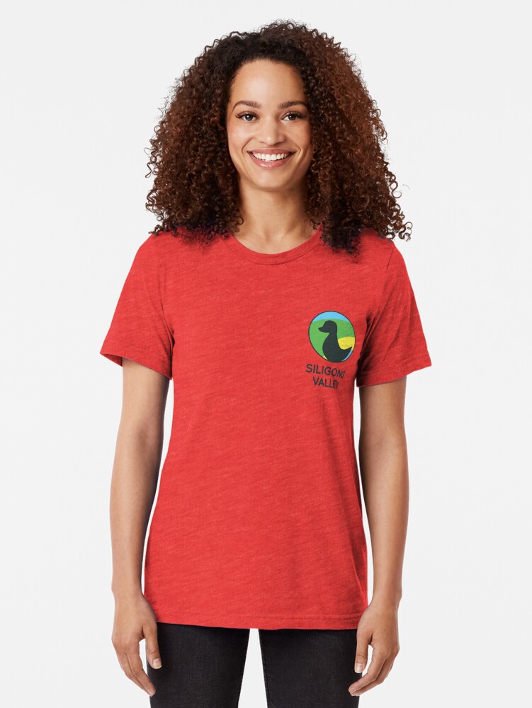 Alternate view of Siligong Valley logo w/text black Tri-blend T-Shirt