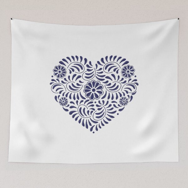 Item preview, Blue Mexican Talavera heart designed and sold by Terevela.