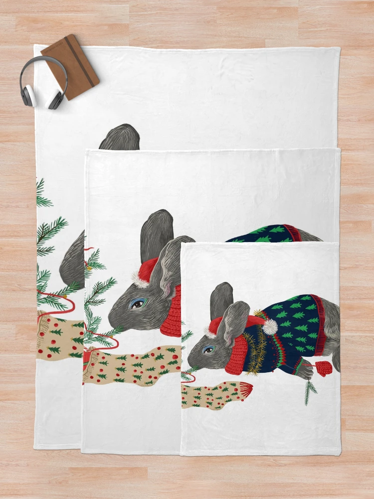 Thumbnail 5 of 6, Throw Blanket, Rocking Rabbit designed and sold by Ekaterina Khozatskaya.