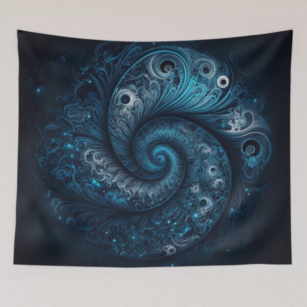 Item preview, Abstract fractal swirling blue galaxy designed and sold by Darmon-Designs.