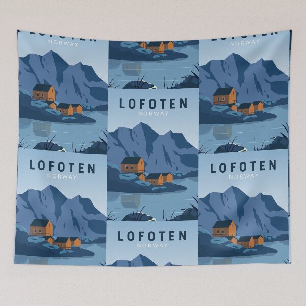 Item preview, Lofoten Norway Travel Vintage Art designed and sold by KrisSidDesigns.