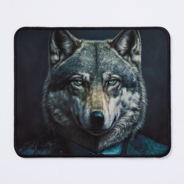 Item preview, Distinguished Wolf portrait wearing a suit designed and sold by KoolArtDistrict.