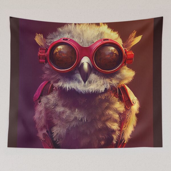 Item preview, Anthropomorphic Tiny Cute Cyberpunk Pirate Owl designed and sold by MimozaStudio.