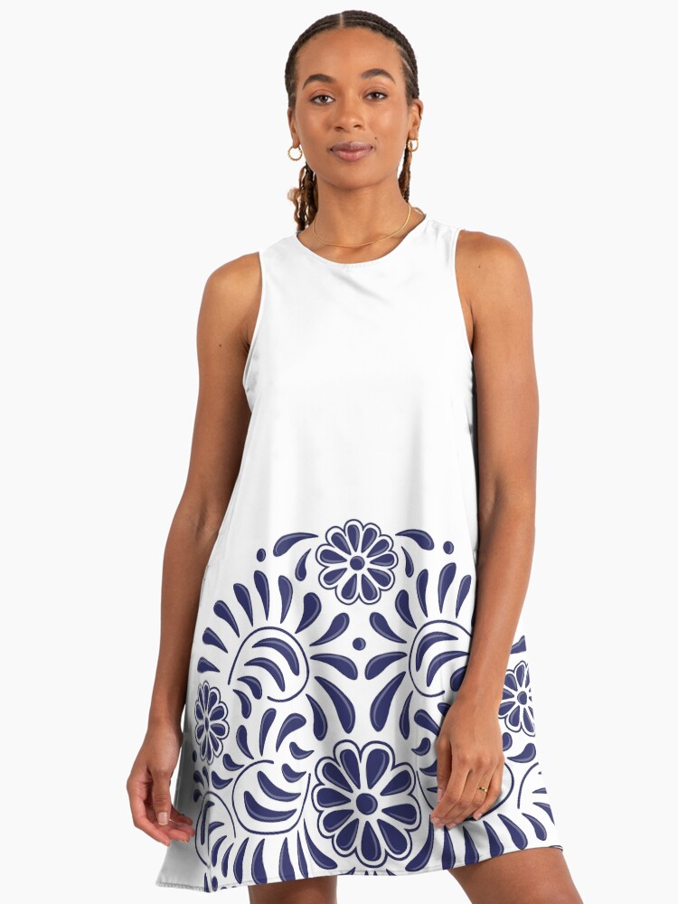 Blue Mexican Talavera circule" A-Line Dress for Sale by Terevela | Redbubble Blue Mexican Talavera circule" A-Line Dress for Sale by Terevela | Redbubble