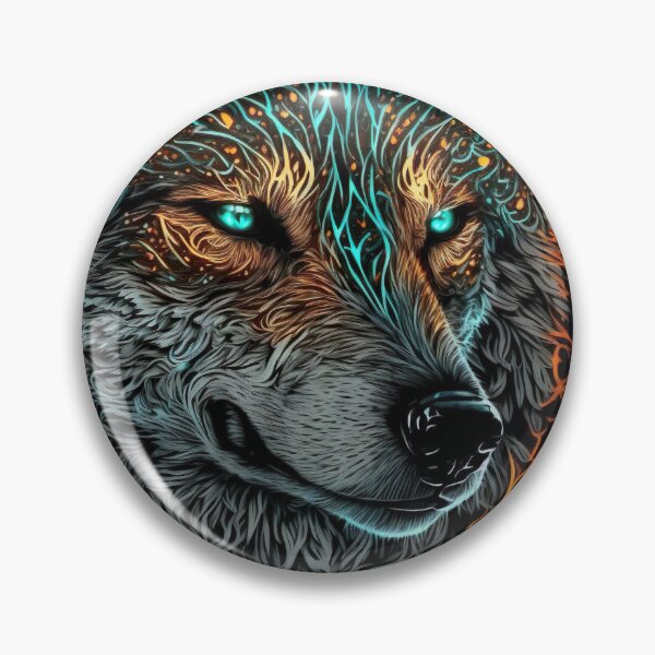 Item preview, Mean Wolf portrait with teal and orange glow designed and sold by KoolArtDistrict.