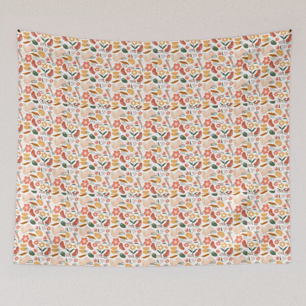 Item preview, Abstract Colorful Blossom Flower Painting Orange Floral Retro Floral Pattern designed and sold by Cordiality.