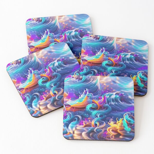 Item preview, Colorful ocean waves art with vibrant attractive blue shades  designed and sold by vishalraifx.