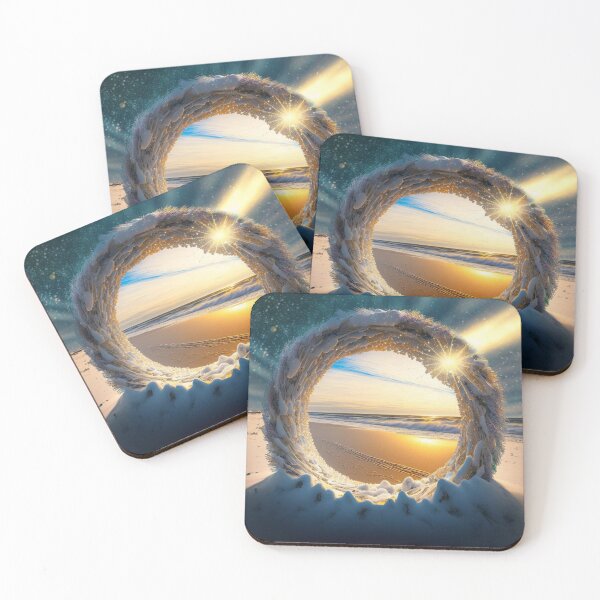 Aperçu de l'œuvre Portail hollographique vers une plage ensoleillée Art numérique créée et vendue par Wearable Message.