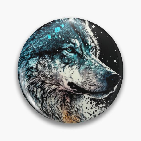 Item preview, Mean Wolf portrait with blue and purple glow designed and sold by KoolArtDistrict.