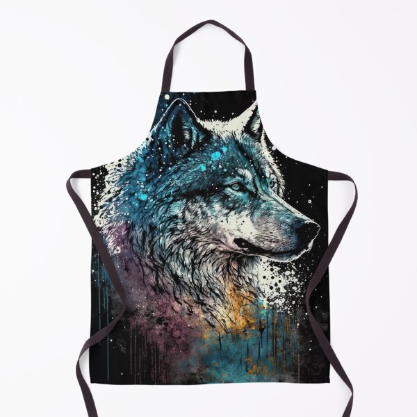 Item preview, Mean Wolf portrait with blue and purple glow designed and sold by KoolArtDistrict.