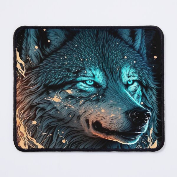 Item preview, Cool Wolf portrait with teal and orange glow designed and sold by KoolArtDistrict.