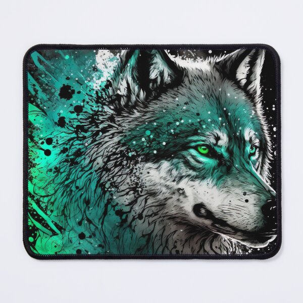 Item preview, Cool Wolf portrait with green glow designed and sold by KoolArtDistrict.