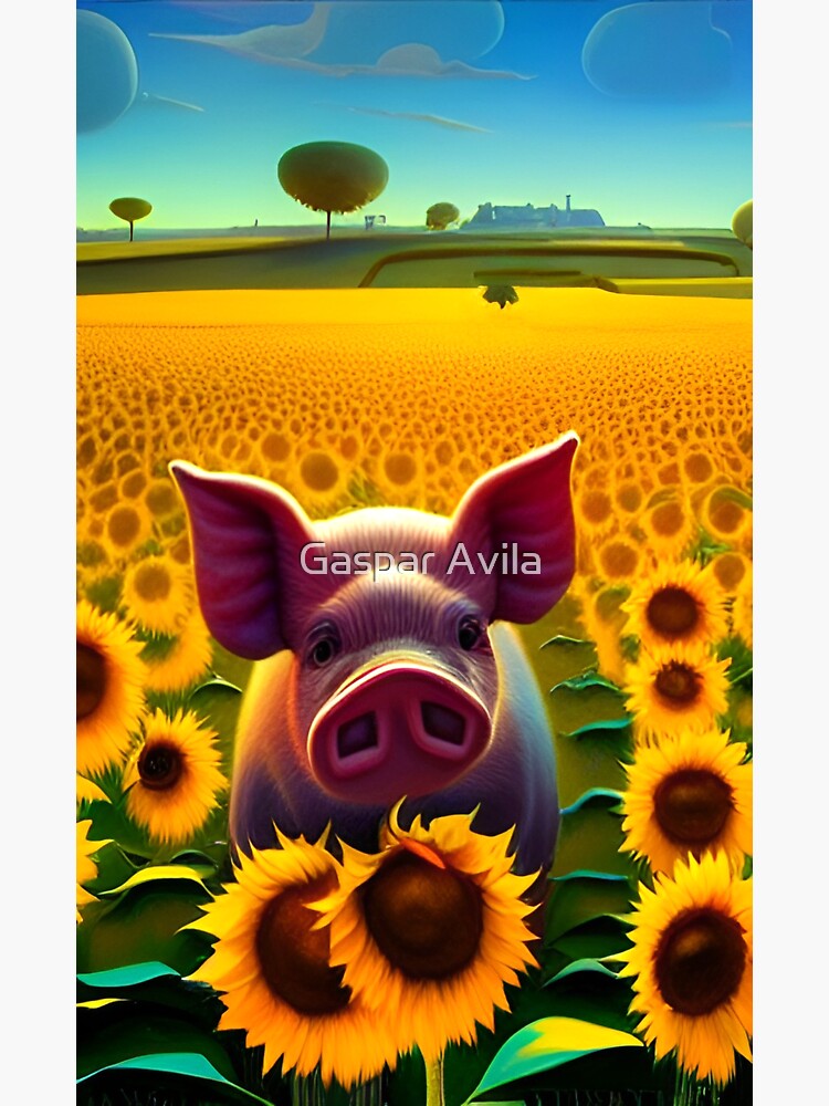 "Pig and sunflowers" Sticker for Sale by gavila Redbubble