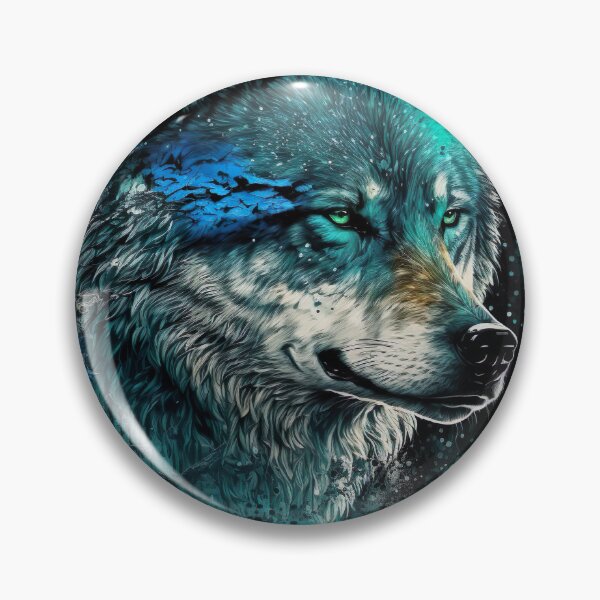 Item preview, Cool Wolf portrait with teal and blue glow designed and sold by KoolArtDistrict.