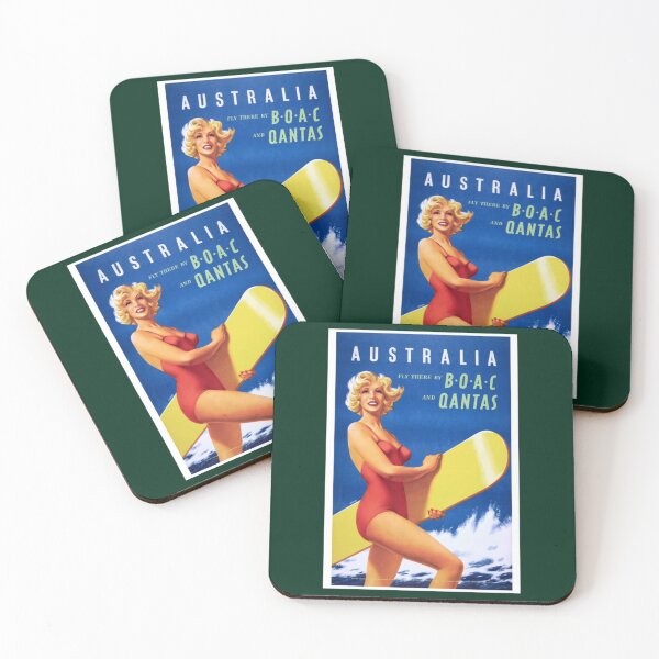 Item preview, 1956 Australia Fly There By BOAC And Qantas Airline      designed and sold by grainnekerenza.