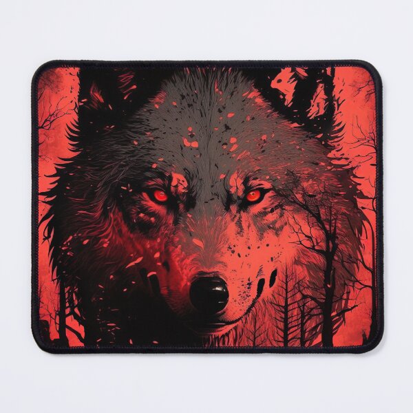 Item preview, Cool Wolf portrait with red glow designed and sold by KoolArtDistrict.