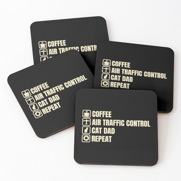 Item preview, Coffee, Air Traffic Control, Cat Dad, Repeat (For Dark Background) designed and sold by thecatcouch.