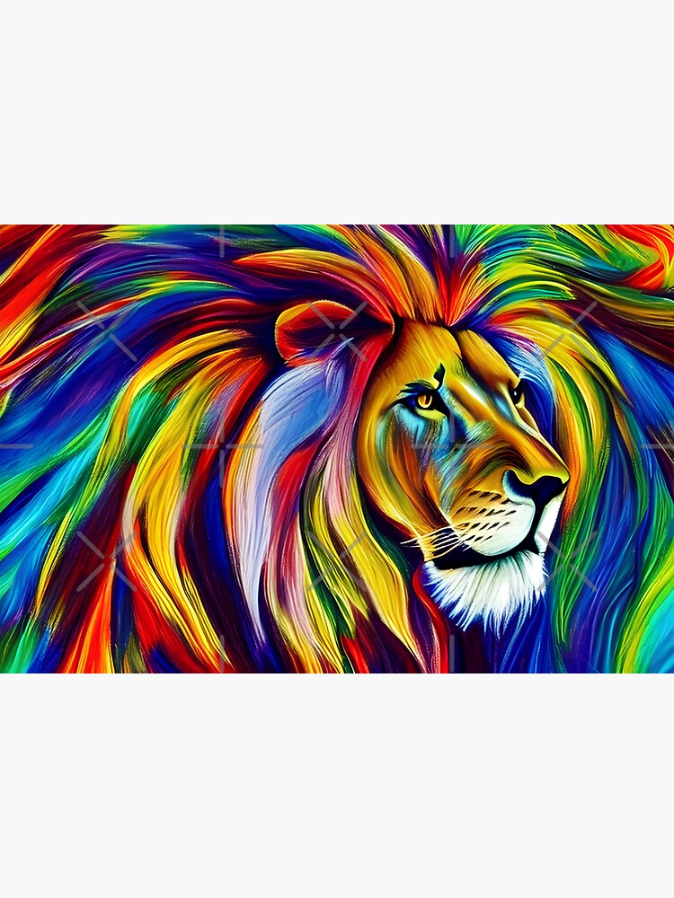 "Rainbow lion, vivid colors, psychedelic art, trippy big mane" Sticker