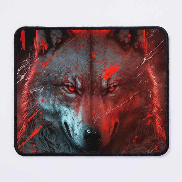 Item preview, Handsome Wolf portrait with red glow designed and sold by KoolArtDistrict.