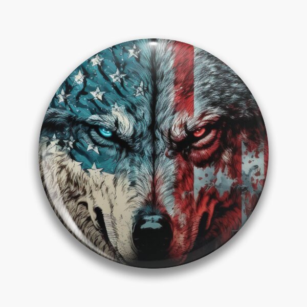 Item preview, Handsome Wolf portrait with USA Flag designed and sold by KoolArtDistrict.