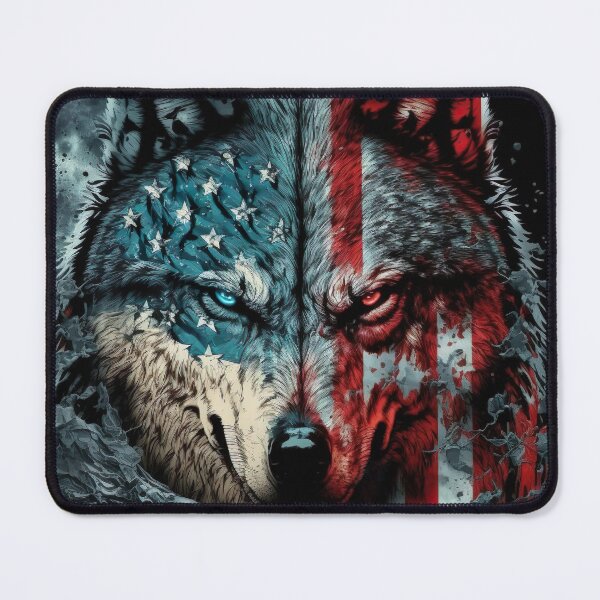 Item preview, Handsome Wolf portrait with USA Flag designed and sold by KoolArtDistrict.
