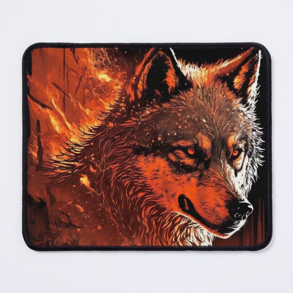 Item preview, Handsome Wolf portrait with orange glow designed and sold by KoolArtDistrict.