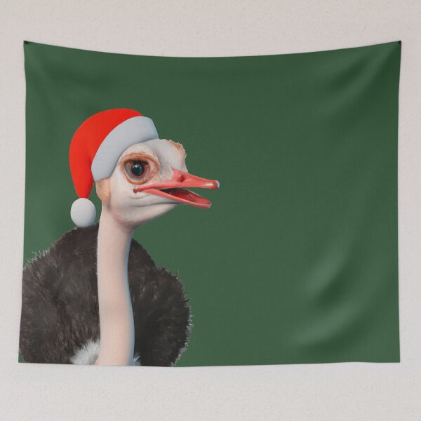 Item preview, Funny Christmas Ostrich in Santa Hat designed and sold by taiche.