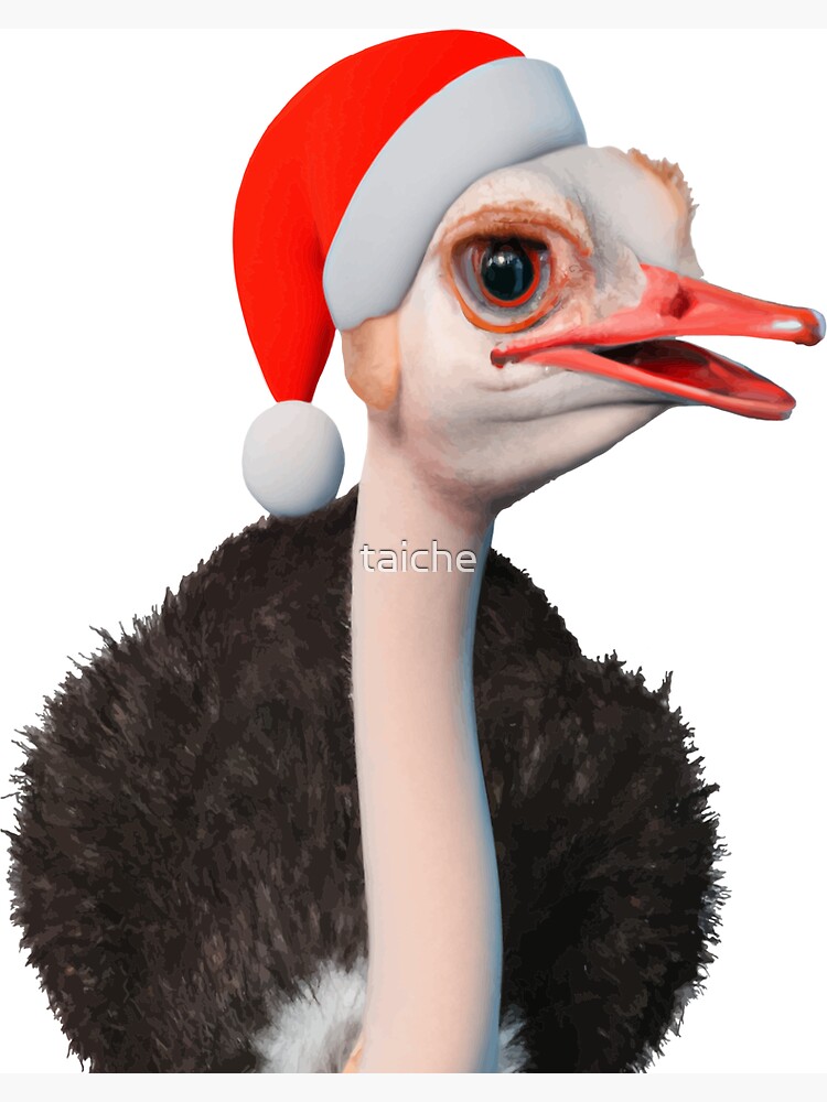 Funny Christmas Ostrich in Santa Hat | Magnet