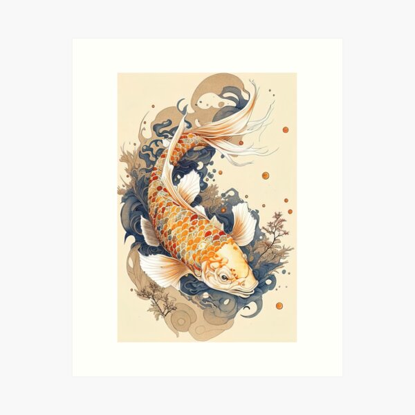 Cheap Japanese Cherry Blossom Koi Fish Moon Lake Magic Art Poster